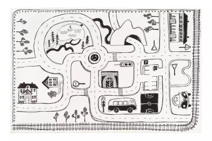 Liikennematto 100x150 Mustavalkoinen 1 - Lastenhuoneen matot - 6410413032156 - 1