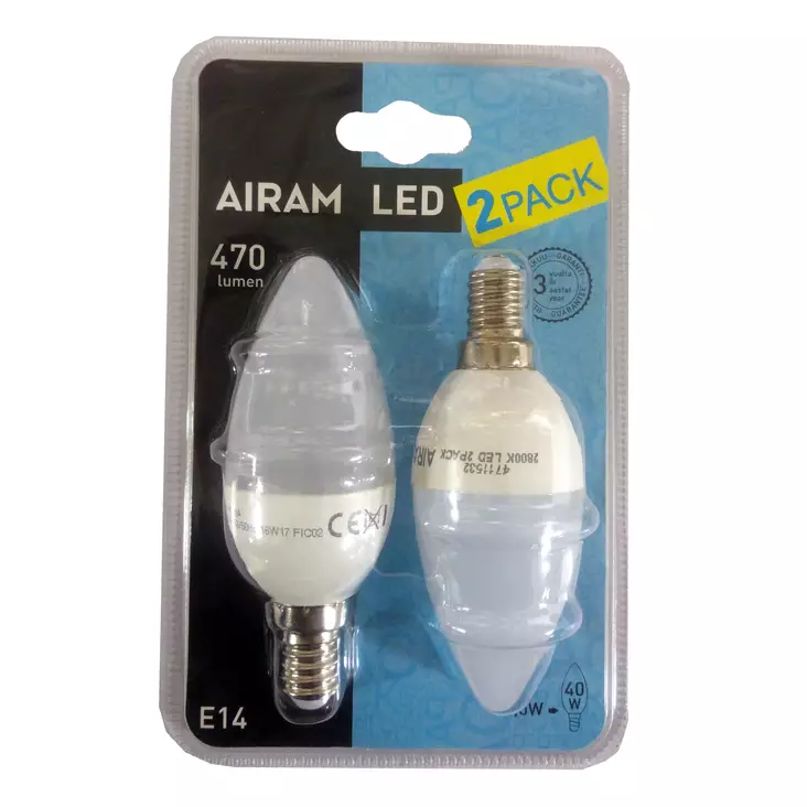 Airam Led Kynttilälamppu 5W E14 2kpl - Lamput ja loisteputket - 6435200207036 - 1