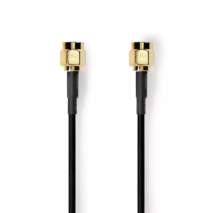 Antennikaapeli | SMA uros | SMA uros | Kullattu | 50 Ohm | Yksinkertainen suojaus | 5.00 m | Pyöreä | PVC | Musta | Label - Antennikaapelit - 5412810425396 - 1