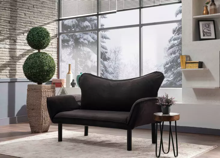 2-istuttava vuodesohva, musta, Leveys 150 cm, kestävä, monikäyttöinen - Vuodesohvat - 8681875569506 - 1