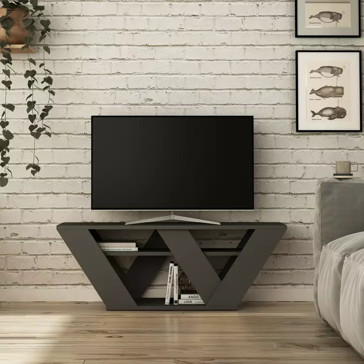 TV-taso, antrasiitti, 110 cm leveä, kestävä, tilava - TV-tasot - 8681875101126 - 1