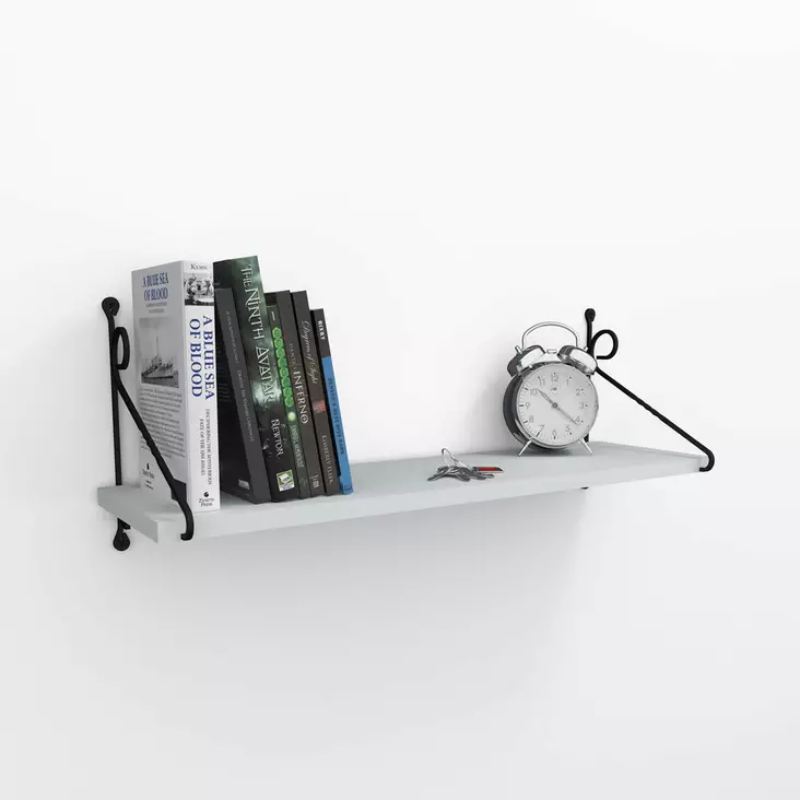 Valkoinen Seinähylly 100% Melamiinipinnoitettu Lastulevy 72x27x20 cm Metallikiinnike Asennusvalmis Tyylikäs Säilytysratkaisu - Seinähyllyt - 8681181788486 - 1