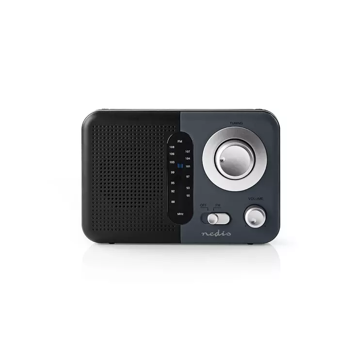 FM-radio | Kannettava malli | FM | Paristokäyttöinen / Verkkovirtakäyttöinen | Analoginen | 2.4 W | Mustavalkoinen näyttö | Kuulokkeiden lähtöliitäntä | IP20 | Kahva | Harmaa / Musta - Radiot ja MP3/4-soittimet - 5412810272556 - 1