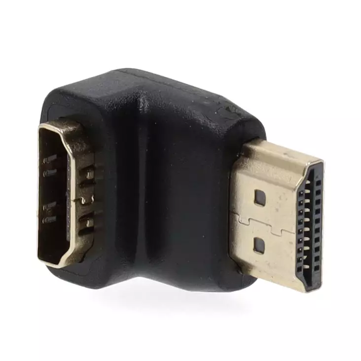HDMI -sovitin | HDMI liitin | HDMI Ulostulo | Kullattu | Kulma, 90 ° | ABS-Muovi | Musta | 1 kpl | Laatikko - Videoliittimet ja plugit - 5412810289936 - 1