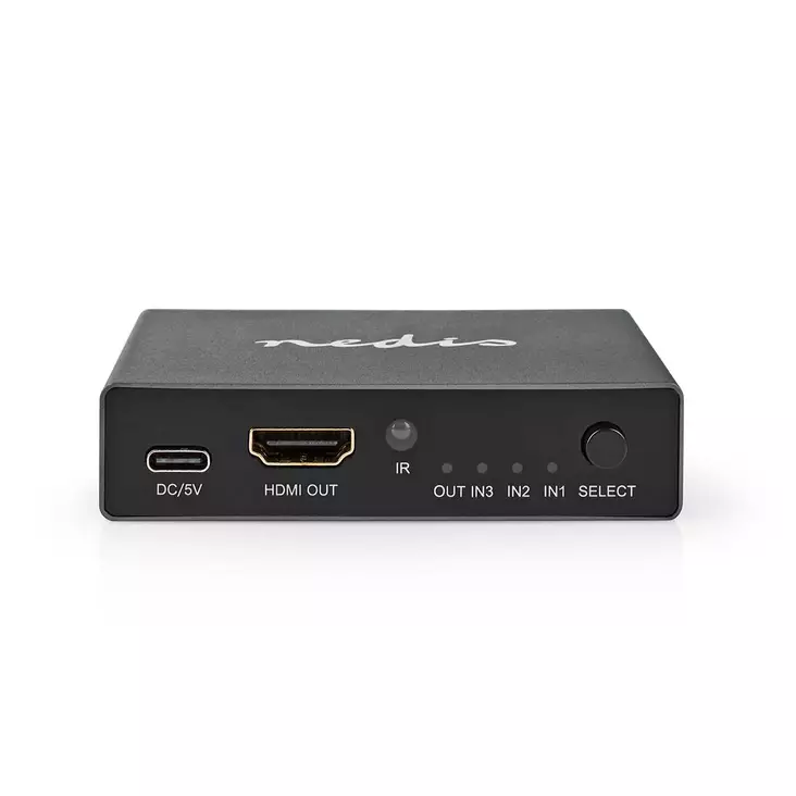 HDMI Kytkin | 3-Porttinen port(s) | 3x HDMI Input | 1x HDMI Output | 8K@60Hz | 45 Gbps | Kauko-ohjattu | Alumiini | Antrasiitti - Videokytkimet ja jakajat - 5412810410736 - 1