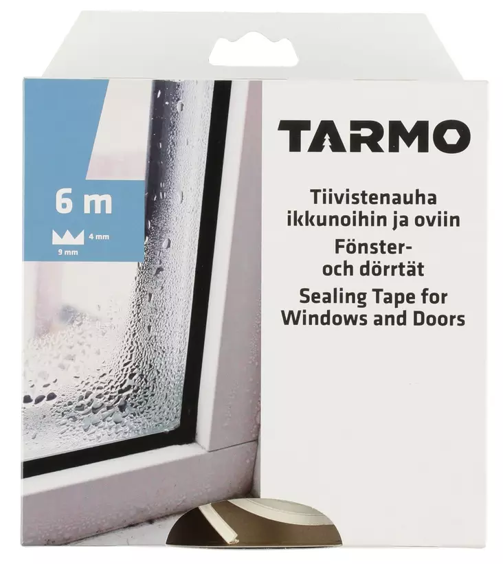 Ikkunatiiviste E-profiili 9 x 4 mm valkoinen - Ikkuna- ja ovitiivisteet - 6410412062536 - 1