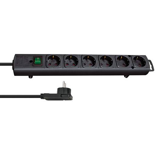 Jatkopistorasia Comfort-Line 6-Paikkaa 2.00 m Musta - Suojakosketin TYPE F - Jatkojohdot - 4007123641086 - 1