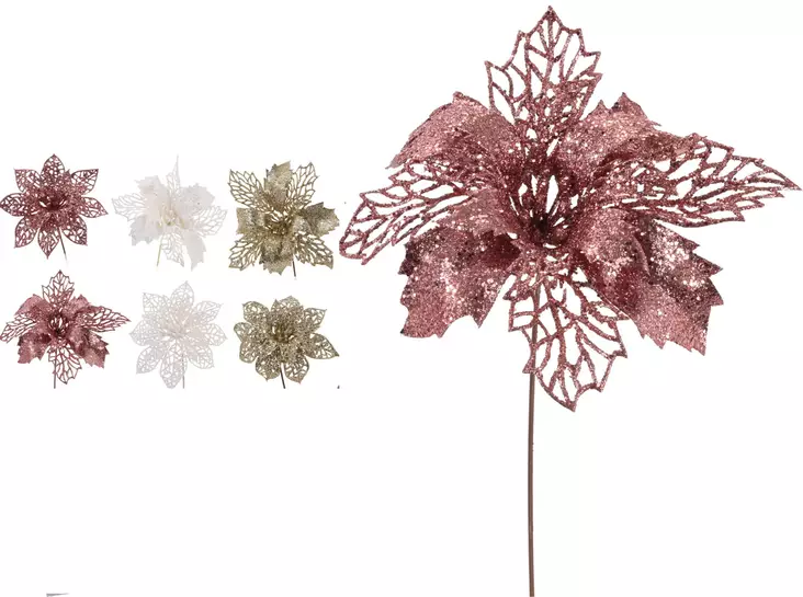 Koristekukka varrella 21 cm - Joulukoristeet ja -tekstiilit - 8719987236426 - 1