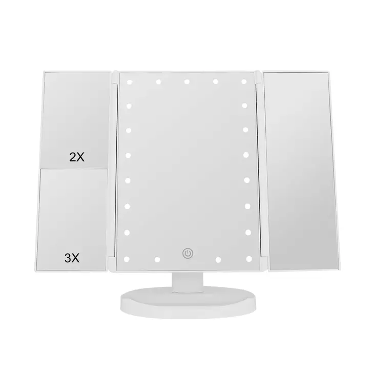Lumio Lights valkoinen kolmiosainen meikkipeili LED-valolla - Meikkaustarvikkeet - 6438014385556 - 1
