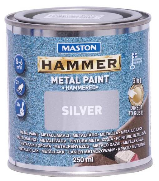Maali Hammer Vasaralakka hopea 250ml - Metalli- ja kalustemaalit - 6412498870036 - 1