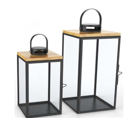 Metallilyhty Woodtop 48 cm - Kynttilät ja lyhdyt - 6438168109886 - 1