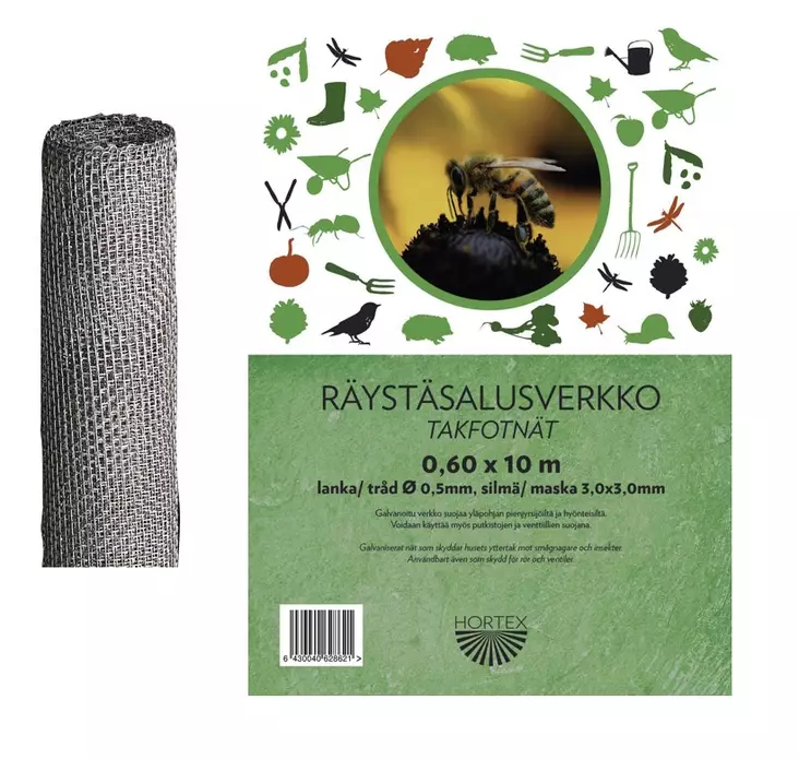 Räystäsverkko 0,15 x 10 m galvanoitu - Hyonteisverkot ja eläinverkot - 6430068430176 - 1