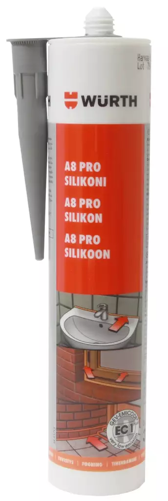 Saniteettitilojen Silikoni harmaa 310ml - Tasoitteet ja täyteaineet - 4056807696126 - 1