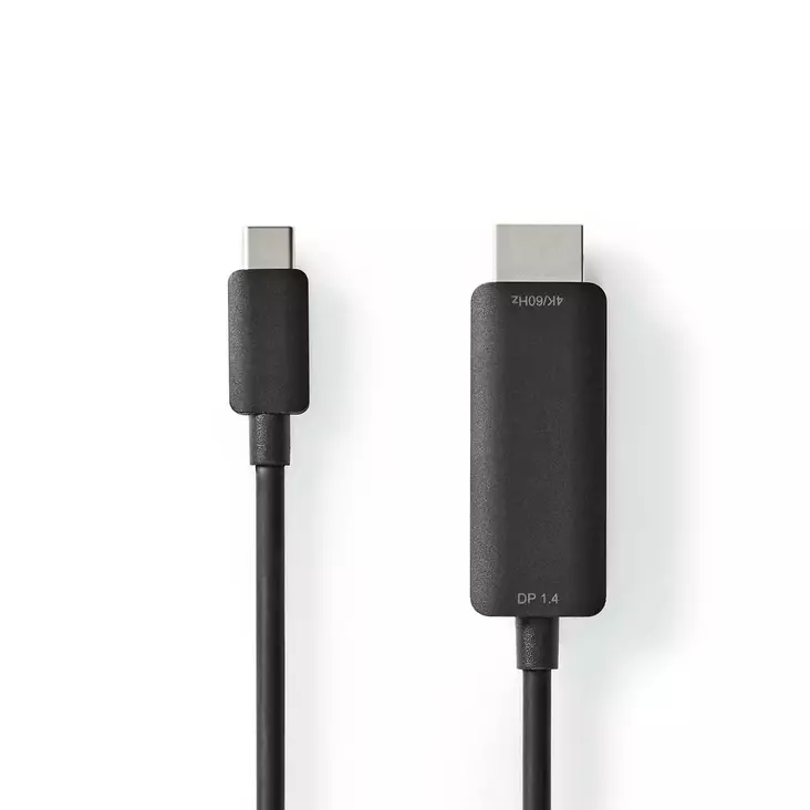 USB-C Sovitin | USB 3.2 Gen 1 | USB-C Uros | HDMI liitin | 4K@60Hz | 2.00 m | Pyöreä | Niklattu | PVC | Musta | Laatikko - Tietokone ja verkko - 5412810336166 - 1