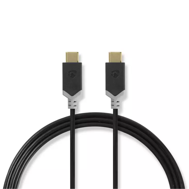 USB kaapeli | USB 3.2 Gen 1 | USB-C Uros | USB-C Uros | 60 W | 4K@60Hz | 5 Gbps | Kullattu | 2.00 m | Pyöreä | PVC | Antrasiitti | Laatikko - Tietokone ja verkko - 5412810272266 - 1