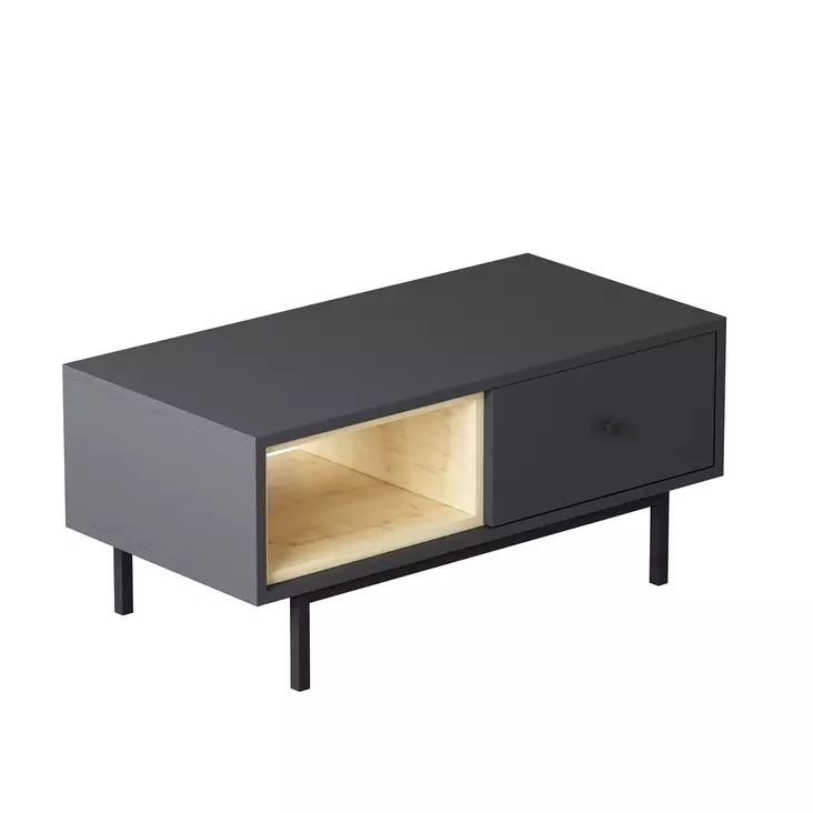 Anthrasiitin Värinen Moderni ja Teollinen sohvapöytä - 100% Melamiinipinnoitettu, 18mm Paksuus, Useita Hyllyjä, 90x40x45cm - Huonekalut - 8683342170536 - 1