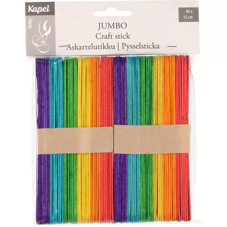 Askartelutikku jumbo 15cm 80kpl värikäs - Askartelu- ja taidetarvikkeet - 6410416322506 - 1
