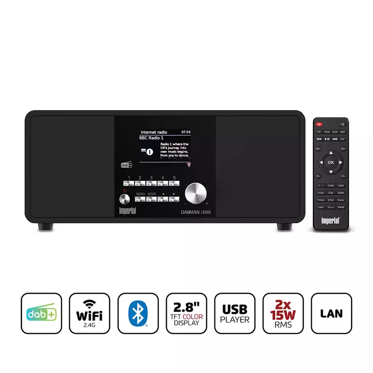 DABMAN i200 (V2) Monitoiminen stereoradio DAB+ / FM / Internet Musta - Radiot ja MP3/4-soittimet - 4024035231006 - 1