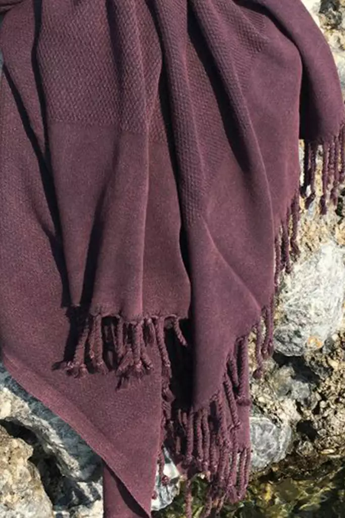Fouta Rantapyyhe - Damson Väri, 100% Puuvillaa, 90x175 cm, Korkea Imukyky, Erittäin Pehmeä, Konepestävä 30-40°C - Pyyhkeet ja kylpytakit - 8683342757676 - 1