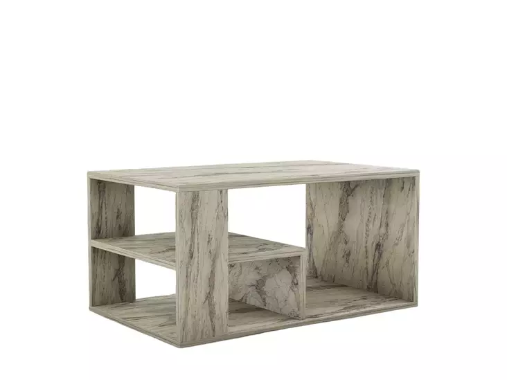 Freesia Marmori Sohvapöytä - 100% Melamiinipinnoitettu Lastulevy, 18mm, 80x40x50cm, Kiinnitettävä, Lisäsäilytys - Sohvapöydät - 8684283030866 - 1