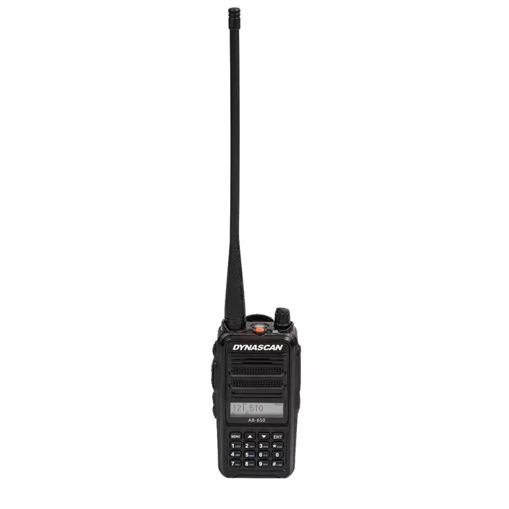 Kannettava VHF Dynascan AB-650 radioasema ilmailulle, 6W, SQ, 118-136,975 MHz, AM, 2600 mAh Li-Ion, FM-radio - PNI tuotteet - 8435550818546 - 1