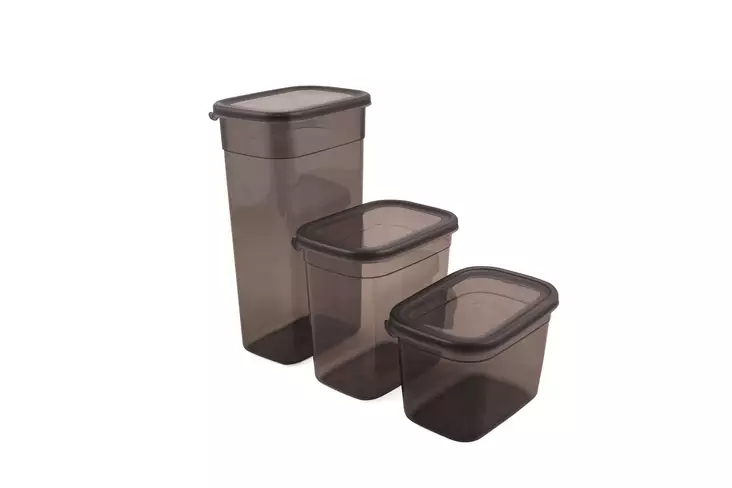 Keittiötarvikkeet: 12-osainen Säilytyslaatikko Setti, 100% Muovia, BPA-vapaa, Anthracite, 3200ml/2000ml/1300ml - Eväsrasiat ja ruoansäilytysastiat - 8683342655606 - 1