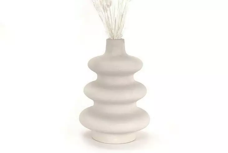 Keraaminen Maljakko - Kermanvärinen, 100% Keraaminen, Koko 19x19x28 cm, Käsintehty Sisustuselementti - Kukka-amppelit ja maljakot - 8684282979036 - 1