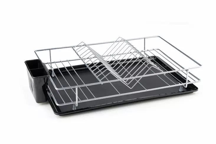 Kestävä ja Tyylikäs 100% METALLINEN Astiankuivausteline, Kromi, 47x31x11 cm, Ei Astianpesukoneeseen, Ei Mikroaaltouuniin - Päivittäiskeittiötarvikkeet - 8683742004646 - 1