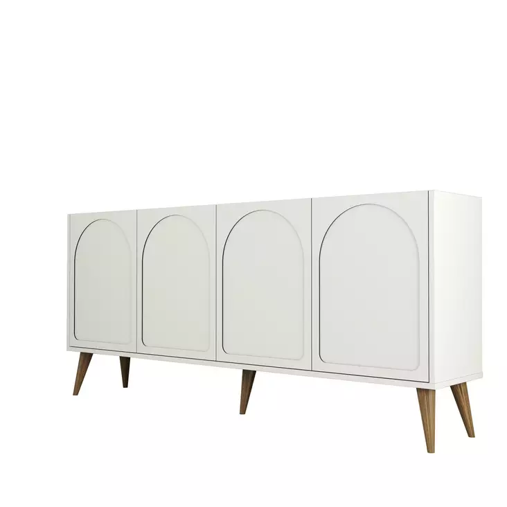 Konsoli - Huonekalut, Kermanvalkoinen Pähkinä, 100% Melamiinipinnoitettu Lastulevy, 180x81x35 cm, 3 Pakettia, Helppo Koota - Lipastot ja senkit - 8684282640226 - 1