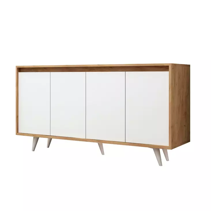 Konsoli, valkoinen, 140 cm leveä, kestävä, tilaa säästävä - Lipastot ja senkit - 8681875126716 - 1