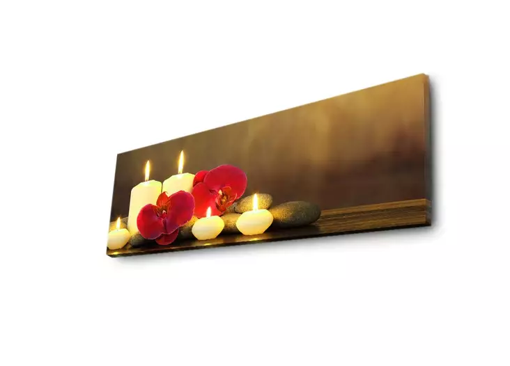 Koristeellinen LED-valaistu Suede-kangastaulu 30x90 cm - Monivärinen, Puukehys, Paristokäyttöinen, On/Off-kytkin - Taulut ja kehykset - 8681181295076 - 1
