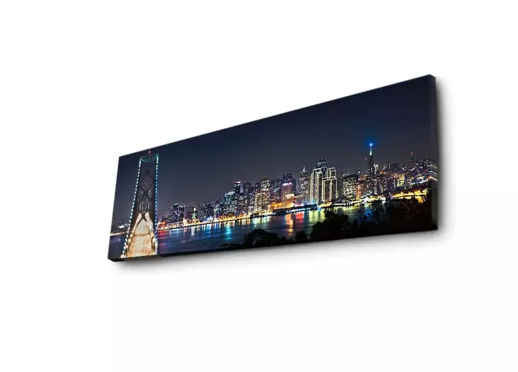 Koristeellinen LED-valaistu Suede-kangastaulu 30x90 cm - Monivärinen, Puukehys, Paristokäyttöinen, On/Off-kytkin - Taulut ja kehykset - 8681181295106 - 1