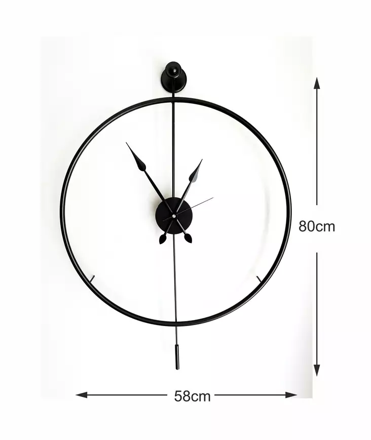 Koristeellinen Metallinen SeinäKello Musta 58x80x7 cm - Tyylikäs ja Kestävä Sisustuselementti Kodin Kaunistamiseen - Seinäkellot - 8684282802686 - 1