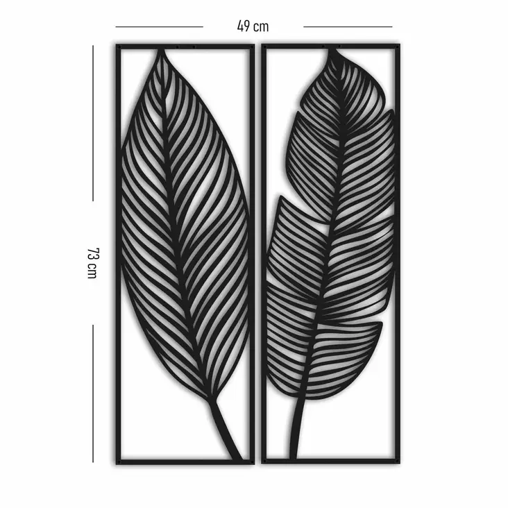 Koristeellinen Metallinen Seinäkoriste, Musta, 100% Metalli, 1,5 mm Paksuus, 24x73 cm (2 kpl), Helppo Asennus - Koristeet, koriste-esineet - 8682870318236 - 1
