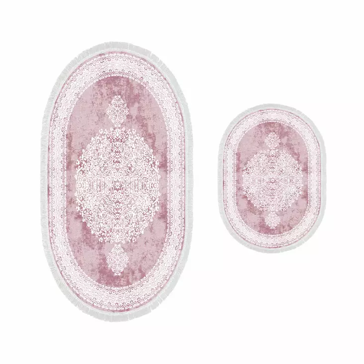 Kylpyhuonematto Setti 2 kpl, 100% Polyesteri, 850 gr/m², Liukumaton, Antibakteerinen, Konepestävä, Koko 50x60 & 60x100 cm - Kylpyhuonematot ja kosteantilan matot - 8683342421096 - 1