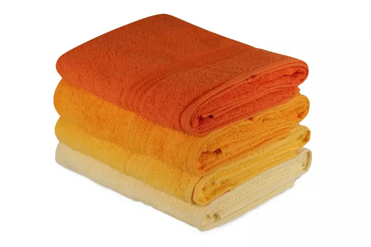 Kylpypyyhesetti (4 kpl), vaaleankeltainen keltainen vaalea oranssi oranssi, 70 x 140 cm, pehmeä, imukykyinen, kestävä - Pyyhkeet ja kylpytakit - 8681181631126 - 1