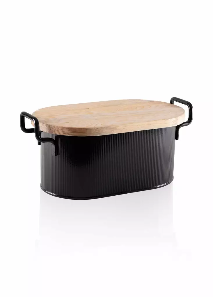 Leipälaatikko 100% Galvanoitu Musta 39x22x16 cm - Tyylikäs ja Kestävä Leipälaatikko Keittiöön - Päivittäiskeittiötarvikkeet - 8684283609826 - 1