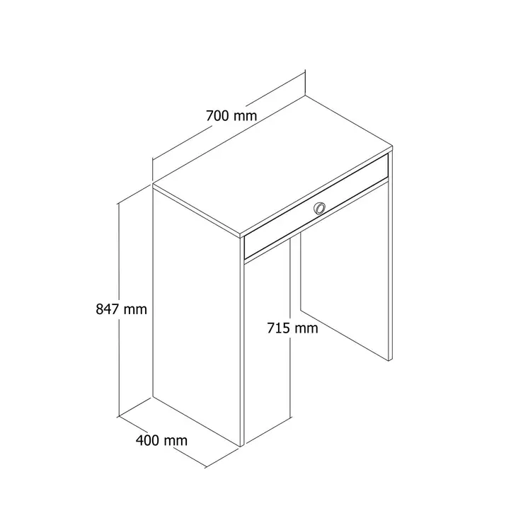 Meikkipöytä - Tyylikäs ja Kestävä Kaluste, Pähkinä Antrasiitti, 100% Melamiinipinnoitettu, 70x40x84,7 cm - Meikkipöydät - 8684282088516 - 1