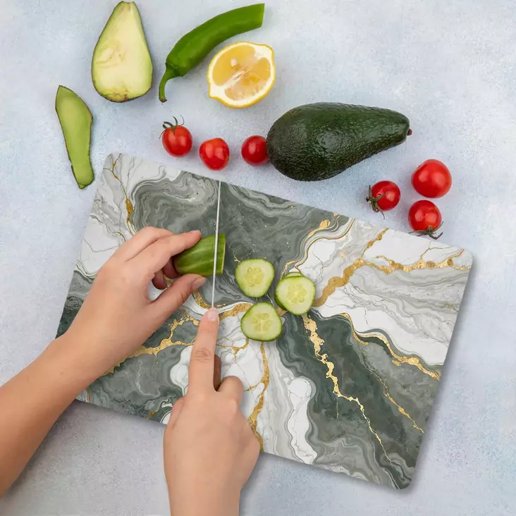 Monivärinen 100% Karkaistu Lasi Leikkuulauta 20x30 cm - Antibakteerinen, Helppo Puhdistaa, Liukumaton Silikonijalat - Keittiötyövälineet - 8684283728626 - 1