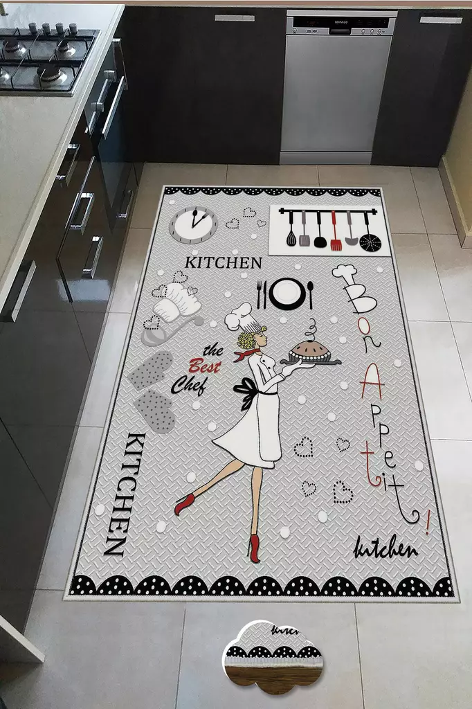 Monivärinen 3D Digitaalipainettu Matto 50x80 cm - 100% Polyesteri, Konepestävä, Liukumaton PVC-pohja, 8 mm Nukka - Pienet matot ja käytävämatot - 8683342309516 - 1