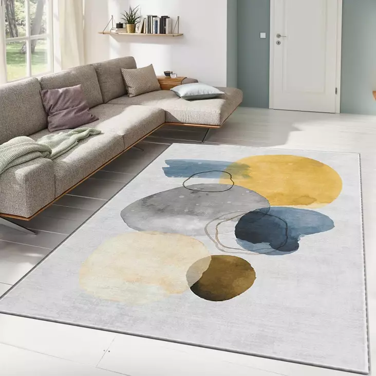 Monivärinen 80x140 cm Matto - 100% Polyesteri, Liukumaton, Konepestävä, Raschel Neulonta, Digitaalinen Painatus - Pienet matot ja käytävämatot - 8682870684416 - 1