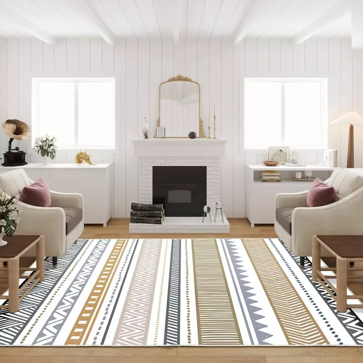 Monivärinen eteisen matto käytävämatto 80x150 cm - 100% Polyesteri, Antibakteerinen, Ekologinen, Konepestävä, Liukumaton Alusta - Pienet matot ja käytävämatot - 8683342895866 - 1
