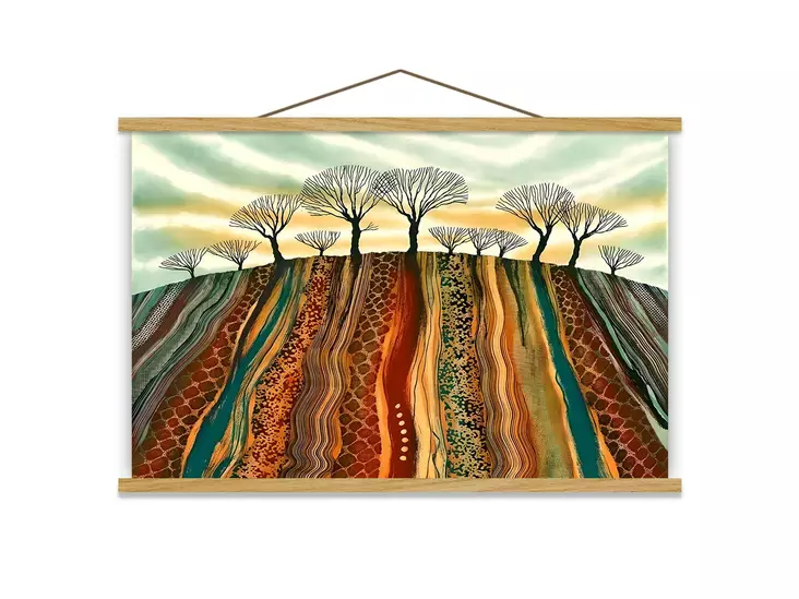 Monivärinen Koristeellinen Kehystetty Maalaus - 50% Polyesteri / 50% Puuvilla, 100% Puinen Kehys, 50 x 70 cm - Taulut ja kehykset - 8683742934646 - 1