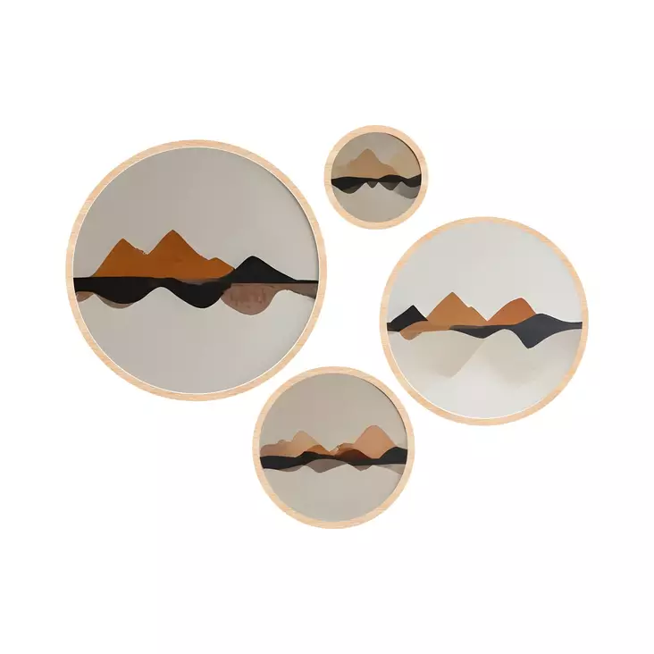 Monivärinen Koristeellinen Kehystetty MDF-maalaussetti (4 osaa) - 100% Massiivipuuta, Koot: 45x45, 36x36, 27x27, 18x18 - Taulut ja kehykset - 8684282969976 - 1