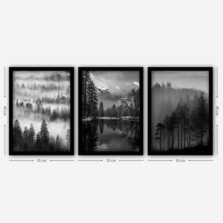 Monivärinen Koristeellinen Kolmen Osan Kehystetty Maalaus - 100% MDF, 35x45 cm, Moderni Sisustustaulu - Taulut ja kehykset - 8682870147966 - 1