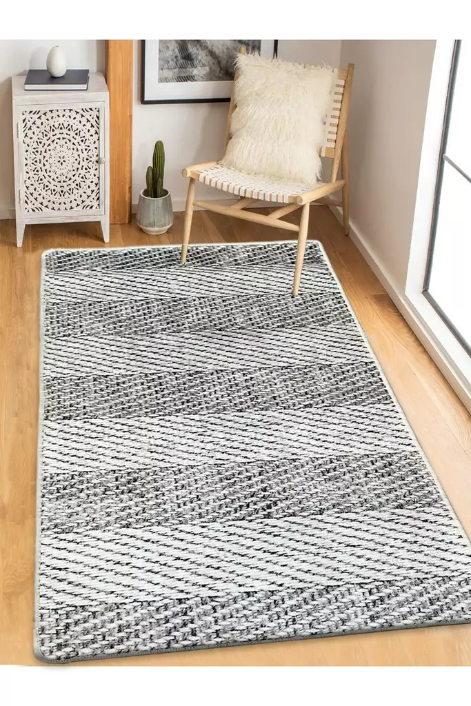 Monivärinen Matto 100x140 cm - 100% Polyesteri, Antibakteerinen, Liukumaton, Konepestävä, 10 mm Nukka, 700 gr/m² - Suuret ja keskikokoiset matot - 8683342195706 - 1