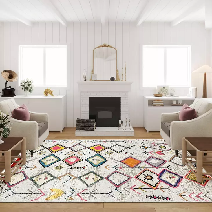 Monivärinen Matto 80x120 cm - 100% Polyesteri, Antibakteerinen, Konepestävä, Ekologinen, Liukumaton Alusta - Pienet matot ja käytävämatot - 8683342891806 - 1
