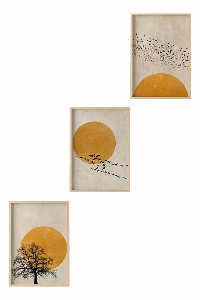Monivärinen MDF-seinätaulu 3-osainen, 35x50 cm, massiivipuiset kehykset, koristeellinen sisustustaulu - Taulut ja kehykset - 8684282338956 - 1