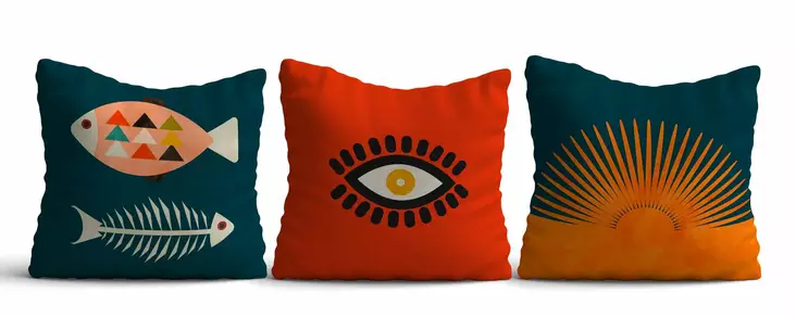 Monivärinen Tyynynpäällinen 3 kpl - 50% Puuvilla, 50% Polyesteri, 43x43 cm, Konepestävä ja Silitysmahdollisuus - Koristetyynyt - 8684283661176 - 1