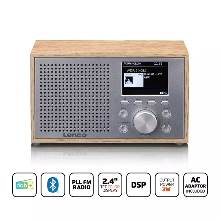 Mono DAB+ FM-radio Bluetoothilla Puu - Radiot ja MP3/4-soittimet - 8711902079736 - 1